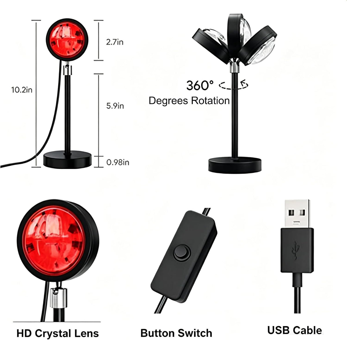 Sunset Lamp Projector Multicolor Changing LED Projection Lamps 16color