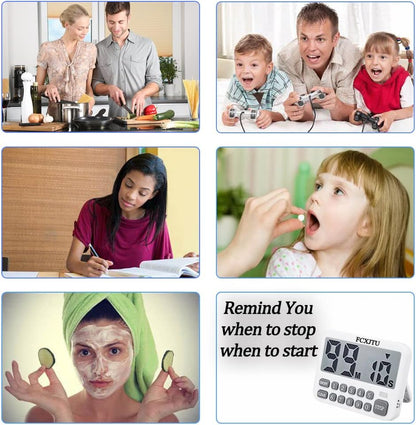 Digital Dual Kitchen Timer, 3-Channel Magnetic Countdown Timer for Cooking