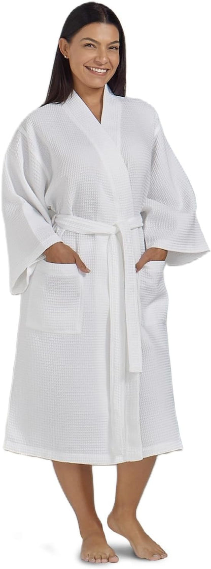 Women’s Waffle Robe by Boca Terry, Kimono Style Lightweight Summer Robe