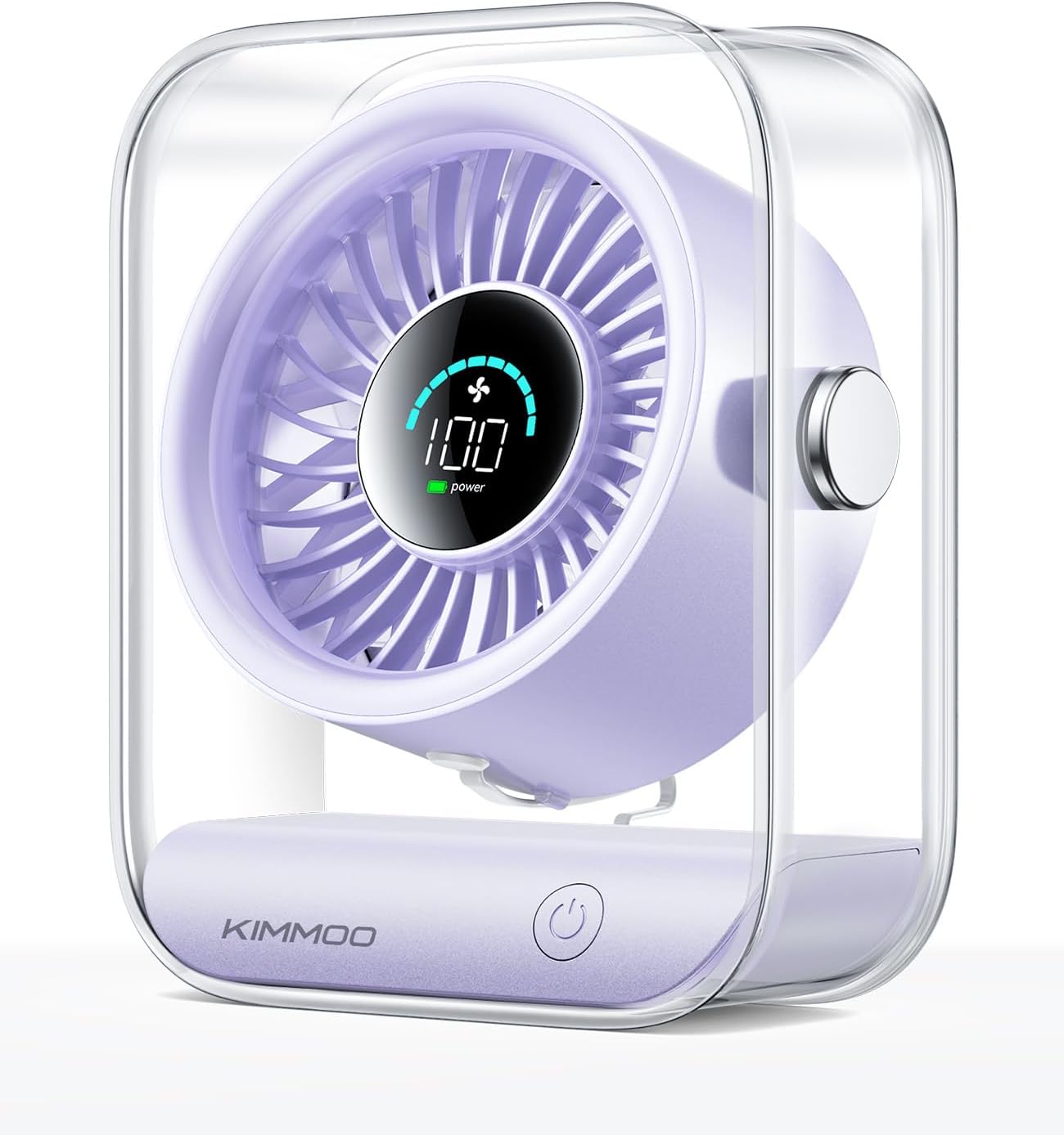 KIMMOO Rechargeable USB Desk Fan, Quiet Table Fan with Turbo Airflow, 100 Speeds, Digital Display, 90° Rotating, Small Battery Desktop Fans for Bedroom Home Office Travel, Black