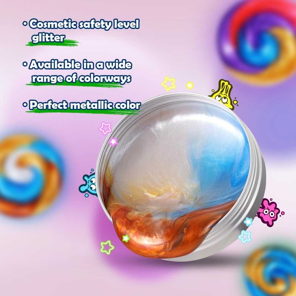 WATERELF Galaxy Putty Slime for Kids - Children's Day Gift, Fidget Sensory Artistic Therapy Putty Toys for Boys Girls Adults, Stress Relief Non-Sticky, 3.11 Inch 3.2 Oz – Golden/Red