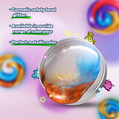 WATERELF Galaxy Putty Slime for Kids - Children's Day Gift, Fidget Sensory Artistic Therapy Putty Toys for Boys Girls Adults, Stress Relief Non-Sticky, 3.11 Inch 3.2 Oz – Golden/Red