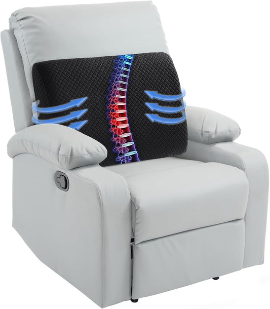 HOMBYS Lumbar Support Pillow for Recliner Chair, Memory Foam Back Support Cushion for Elderly,Extra Large Lumbar Support Pillow,Thick Backrest for Home Reading (Grey, 20“x13.5"x5")