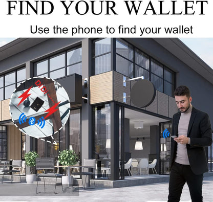 Anti-Lost Bluetooth Wallet Tracker Finder, Slim Trifold Cowhide Mens Wallet with ID Window Credit Card Holder Pocket (Coffee2-OLD)