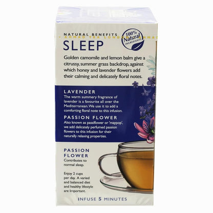Ahmad Tea Herbal Tea, Camomile, Honey, & Lavender 'Sleep' Natural Benefits Teabags, 20 ct (Pack of 1) - Decaffeinated & Sugar-Free