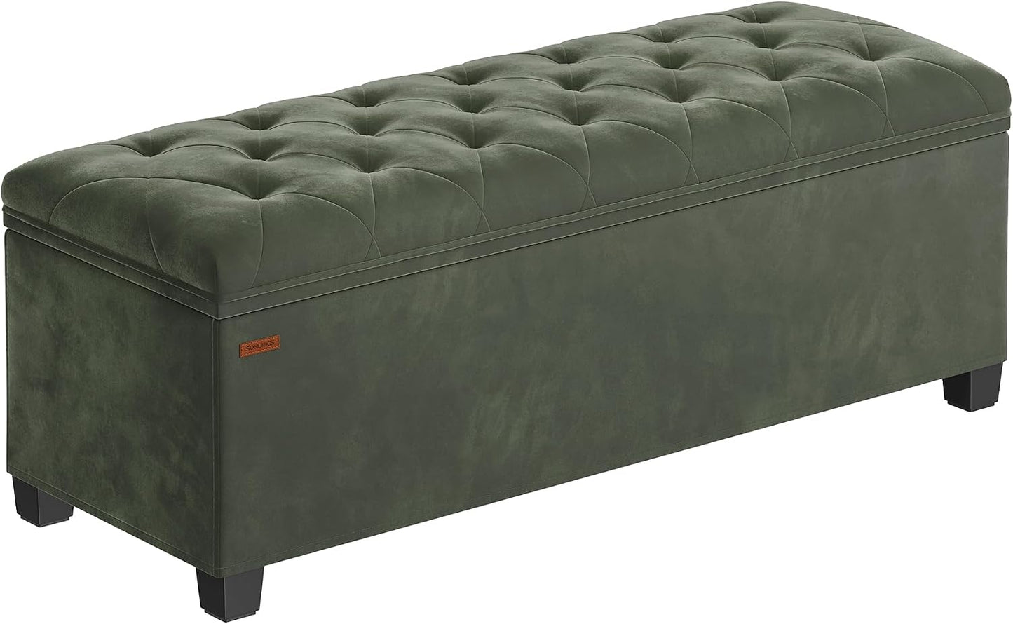 SONGMICS Storage Ottoman Bench, Foot Rest with Legs, 15.7 x 43.3 x 15.7 Inches, End of Bed Bench, Storage Chest, Load up to 660 lb, for Living Room, Bedroom, Entryway, Dark Gray ULSF088G01