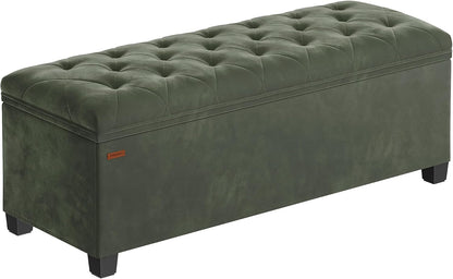 SONGMICS Storage Ottoman Bench, Foot Rest with Legs, 15.7 x 43.3 x 15.7 Inches, End of Bed Bench, Storage Chest, Load up to 660 lb, for Living Room, Bedroom, Entryway, Dark Gray ULSF088G01