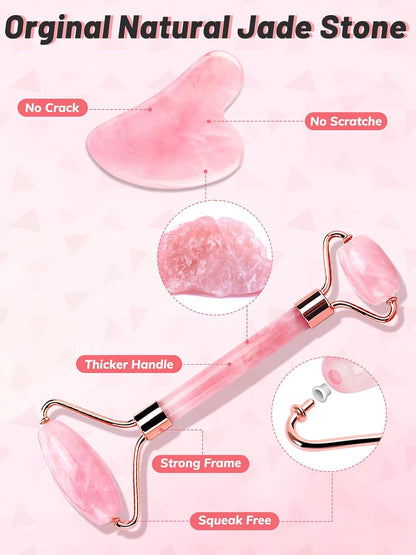 Deciniee Gua Sha Face Roller Tools: Jade Roller Facial Tools for Skin Care - Facial Massager for Face, Eyes, Neck, Relieve Fine Lines and Wrinkles