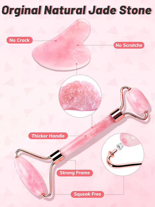 Deciniee Gua Sha Face Roller Tools: Jade Roller Facial Tools for Skin Care - Facial Massager for Face, Eyes, Neck, Relieve Fine Lines and Wrinkles