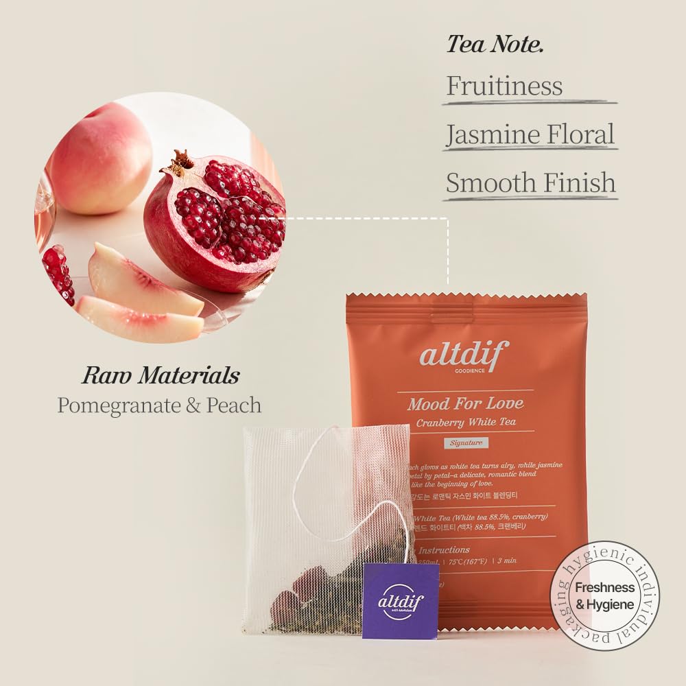 KKOKDAM altdif Mood For Love Cranberry White Tea Blend, 10 Tea Bags
