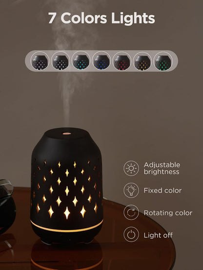 InnoGear Aromatherapy Diffuser, 150ml Ceramic Diffuser Mother's Gift Ultrasonic Humidifier Cool Mist Essential Oil Diffusers for Home Air Diffuser with 2 Mist Modes Waterless Auto Off, White