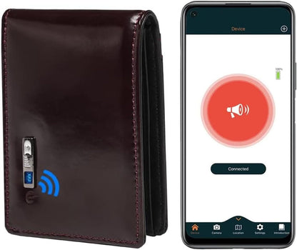 Mens Wallet Tracker Work for Anroid & iOS Device, Smart Wallet for Men WIth Tracker (Android & iOS, Carbon Black & Black)
