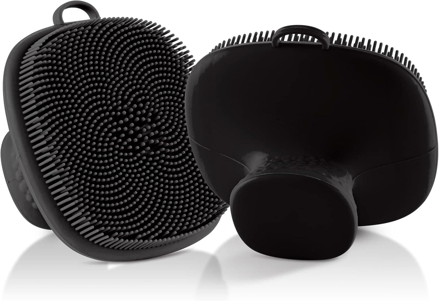 Back Scrubber for Shower & Face Scrubber, 2Pcs Silicone Exfoliating Brush Set with 17In Long Handle, Soft Body & Facial Cleansing Scrubber for Men Women