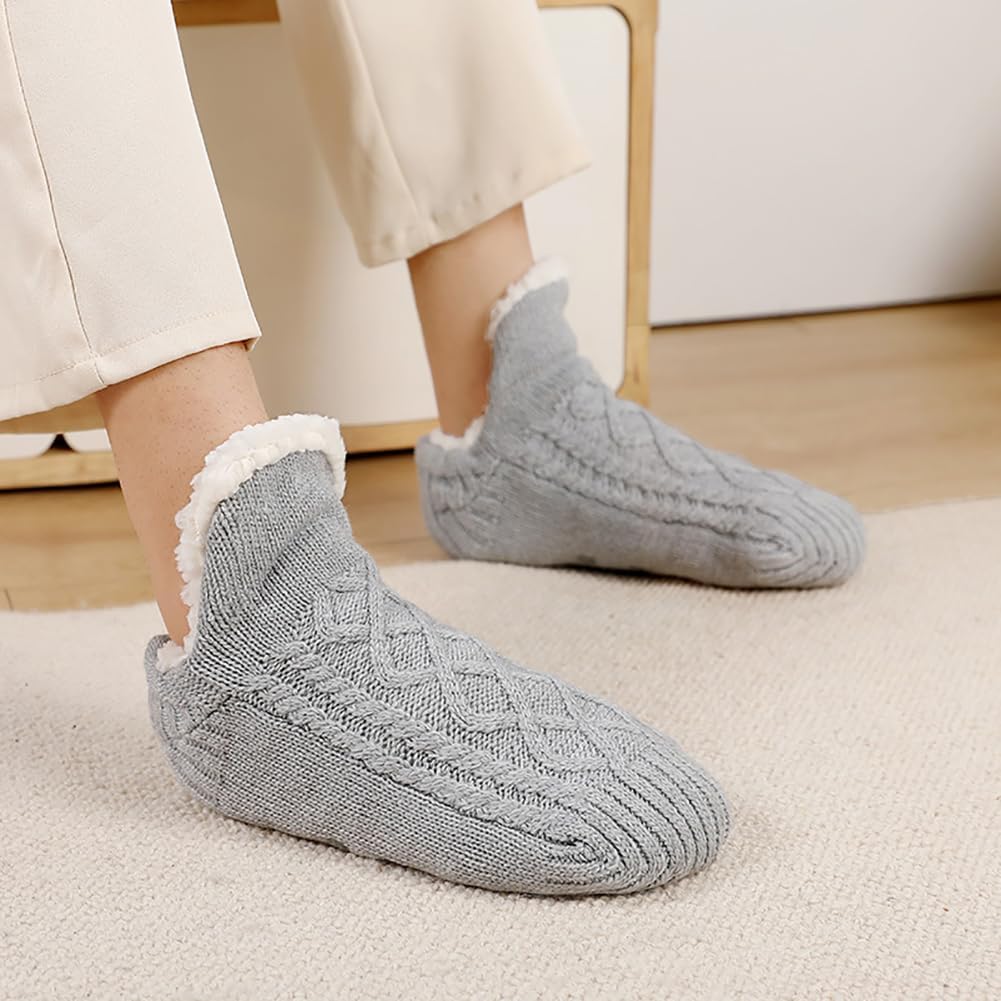 Unisex Fluffy Fuzzy Warm Slipper Socks for Men Women, Thick Fleece Lined Non-Slip Socks Indoor Floor