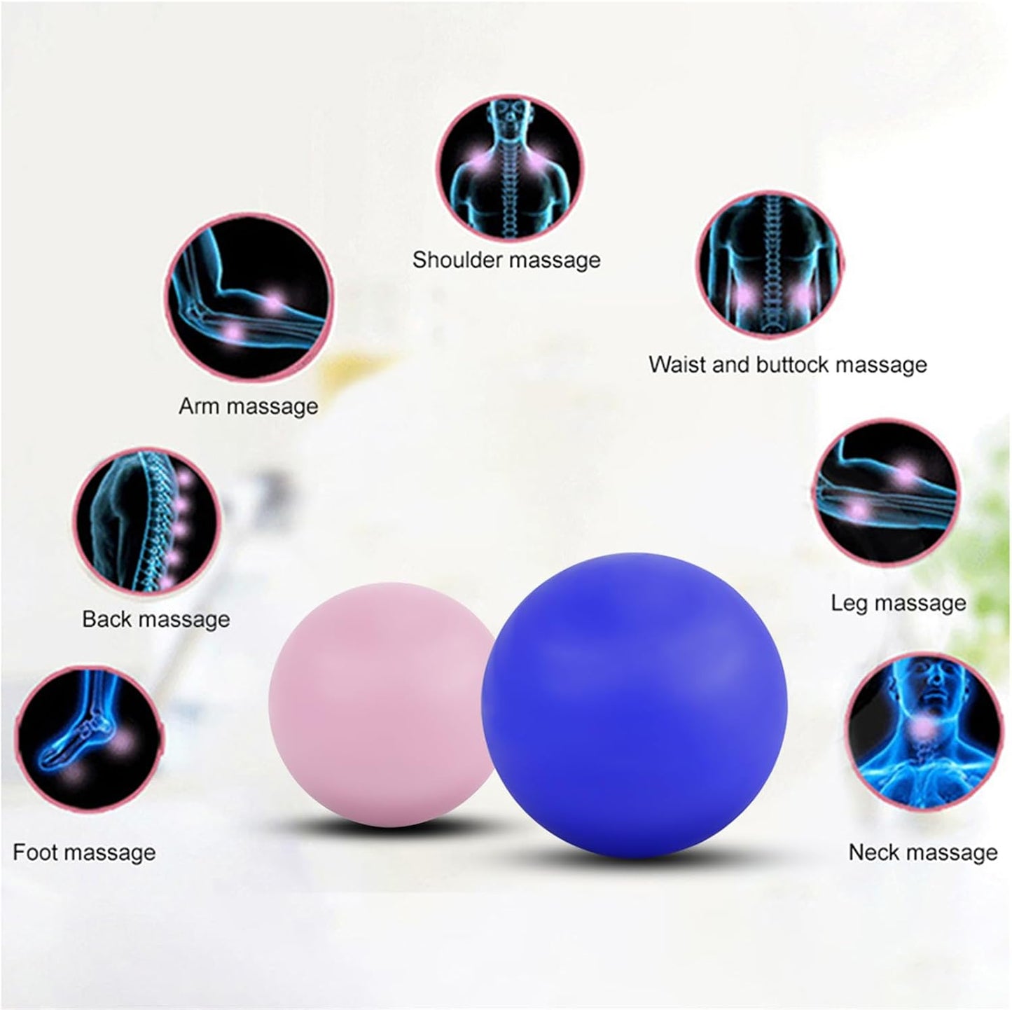 WOVTE Massage Lacrosse Ball for Sore Muscles, Shoulders, Neck, Back, Foot, Body, Deep Tissue, Trigger Point, Muscle Knots, Yoga and Myofascial Release (Blue)