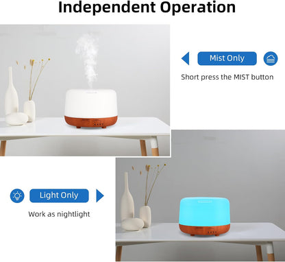SPLITSKY Aromatherapy Essential Oil Home Diffuser with Remote Control, 300ML Large Room Cool Mist Air Humidifier, 8 Hours Quiet Operation, Timer, 7 Colors LED Night Night，Suitable Home,Yoga.