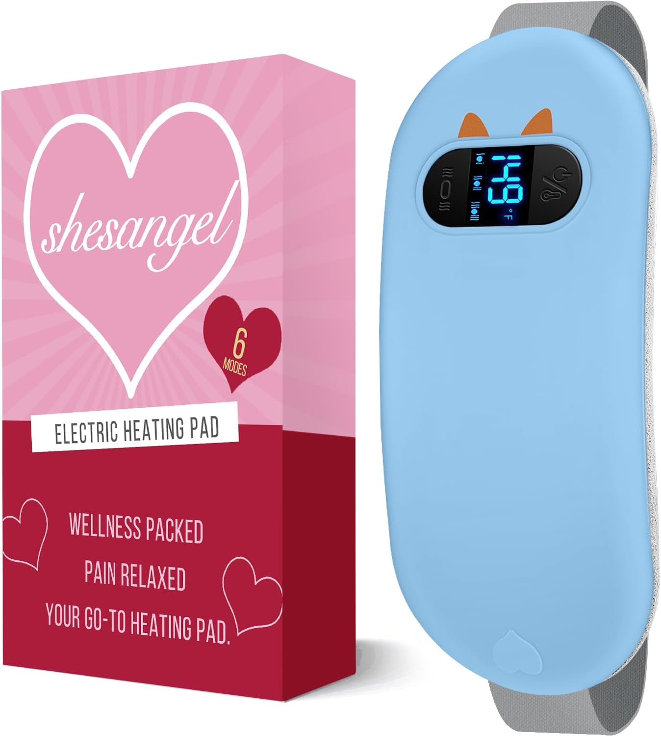 Electric Heating Pad, Portable Cordless Menstrual Heating Pad with 6 Heat Levels and 6 Massage Modes, Fast Large Heating Belly Wrap Belt for Cramps, Back Pain Relief Gifts for Women Girls Her