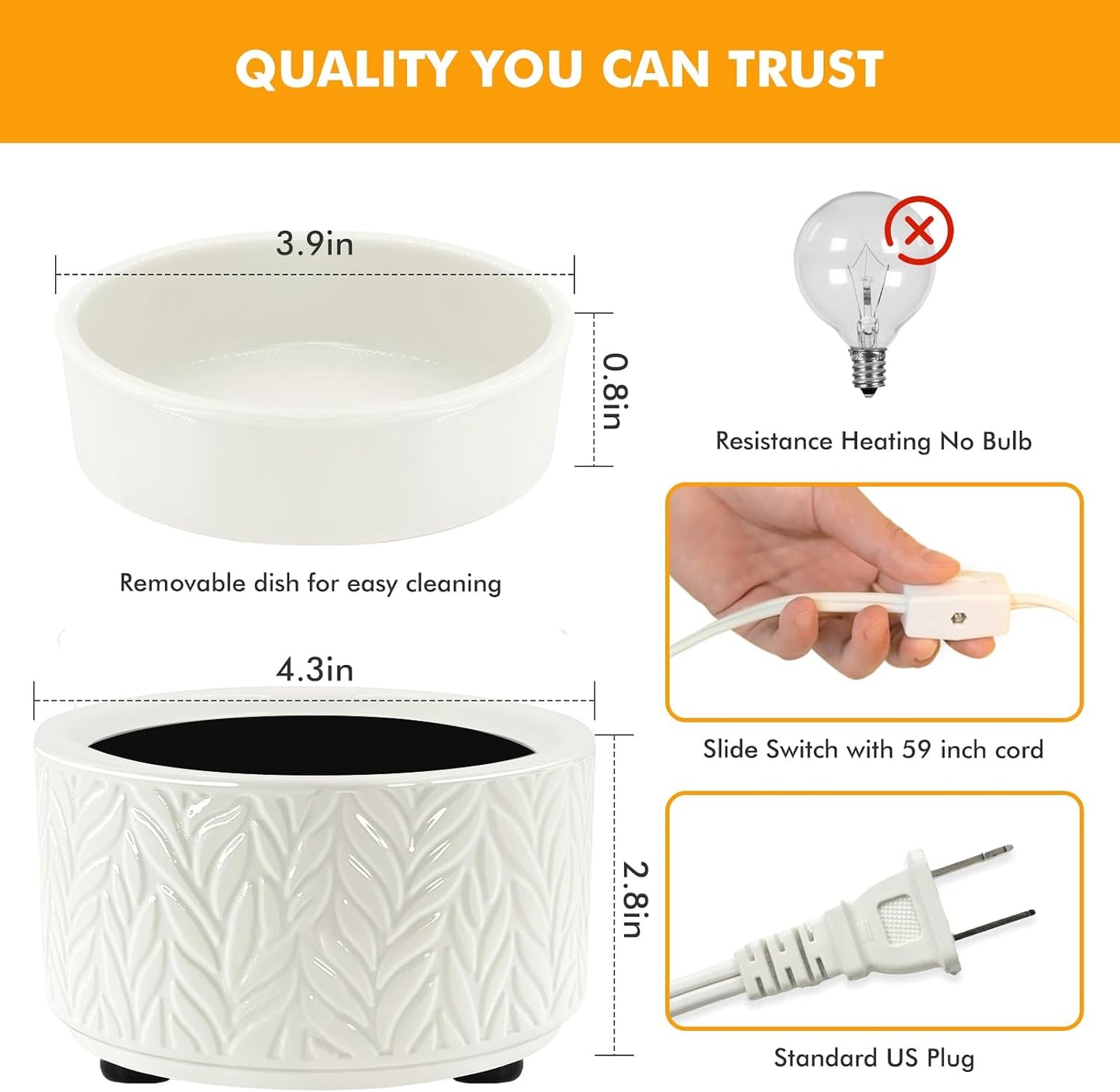 EQUSUPRO Wax Melt Warmer for Scented Wax Melts 3-in-1 Electric Ceramic Candle Wax Warmer Burner Fragrance Wax Melter for Home Office Bedroom Gift & Decor (Leaf)