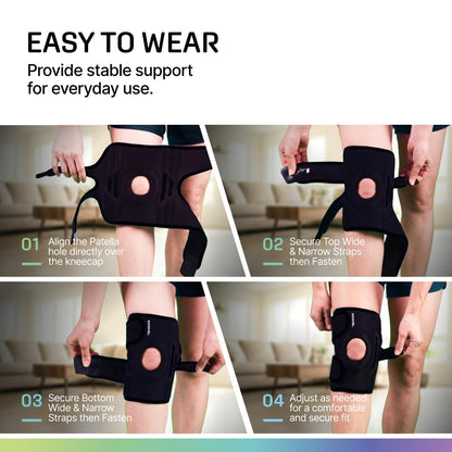 Modvel Knee Brace with Side Stabilizers & Patella Gel Pads for Pain Relief and Joint Support Breathable, Non-Slip Compression Sleeve for Men & Women, Arthritis, Meniscus, ACL Recovery