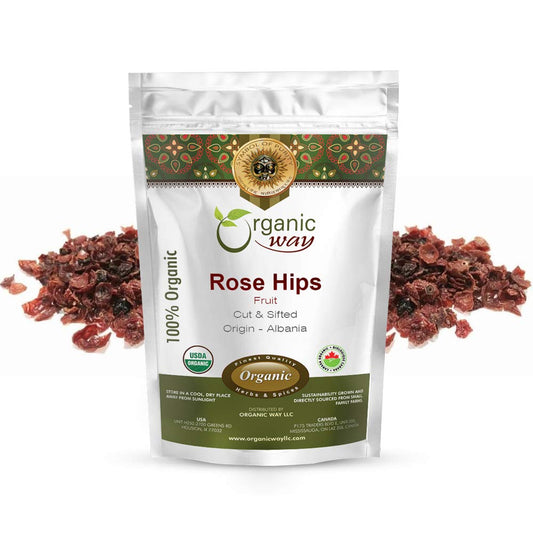 Organic Way Rosehips Fruit Seedless Cut & Sifted - Herbal Tea (4 Oz)