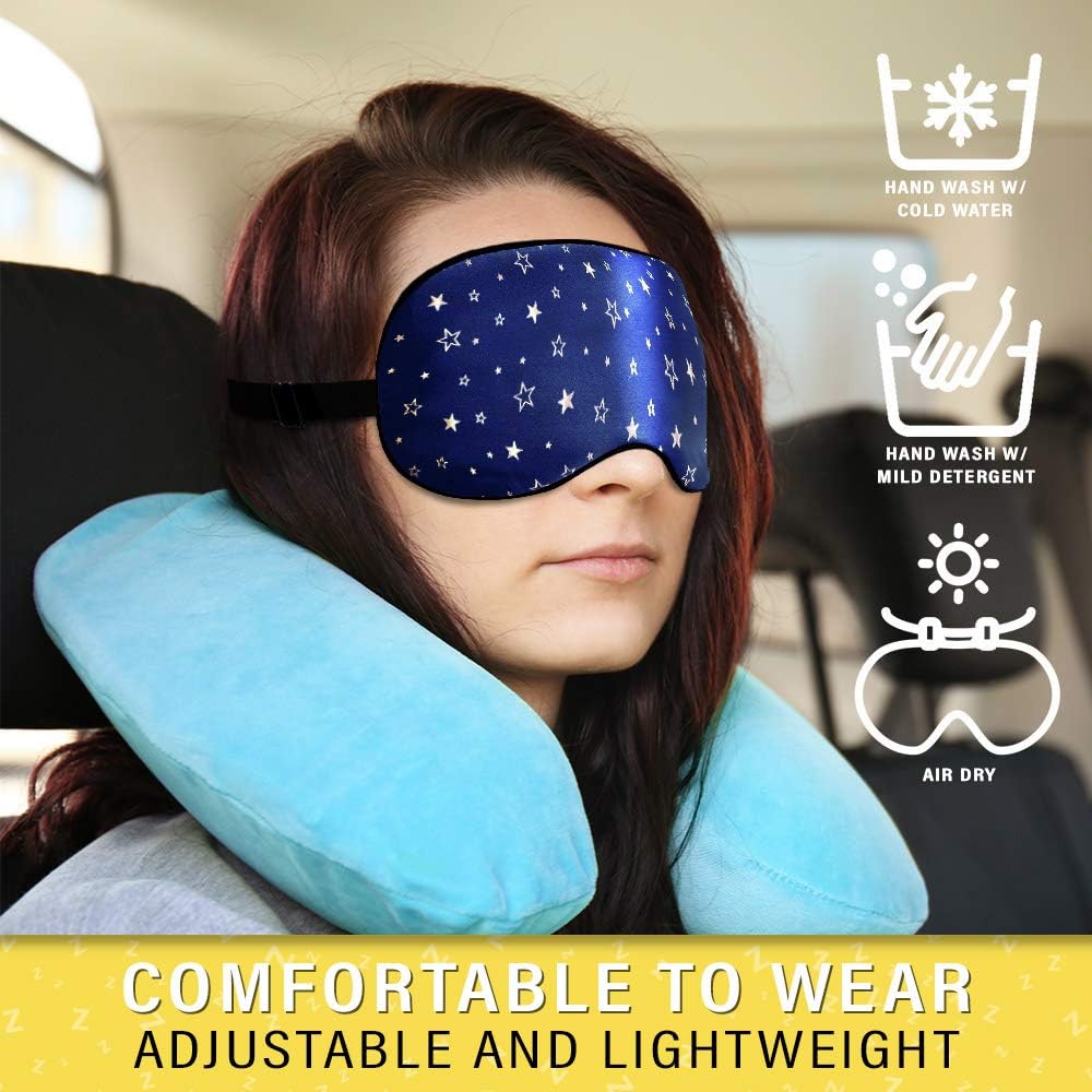 Jersey Slumber 100% Silk Sleep Mask for Women Men Side Sleeper - Light Blocking Eye Mask for Sleeping, Zero Pressure Soft Blindfold, Adjustable Strap, Silk Eye Cover for Travel Nap - Black