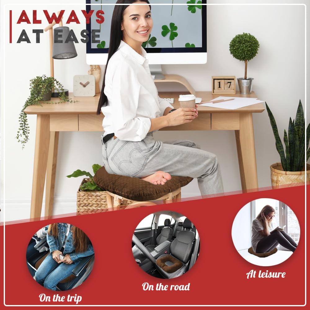 Stuffed Donut Pillow Seat Cushion | for Tailbone and Coccyx Pain, Hemorrhoids, Bed Sores, Pregnancy, Prostate, Surgery Recovery, Sitting Pressure Relief, for Home, Office and Car (Grey)