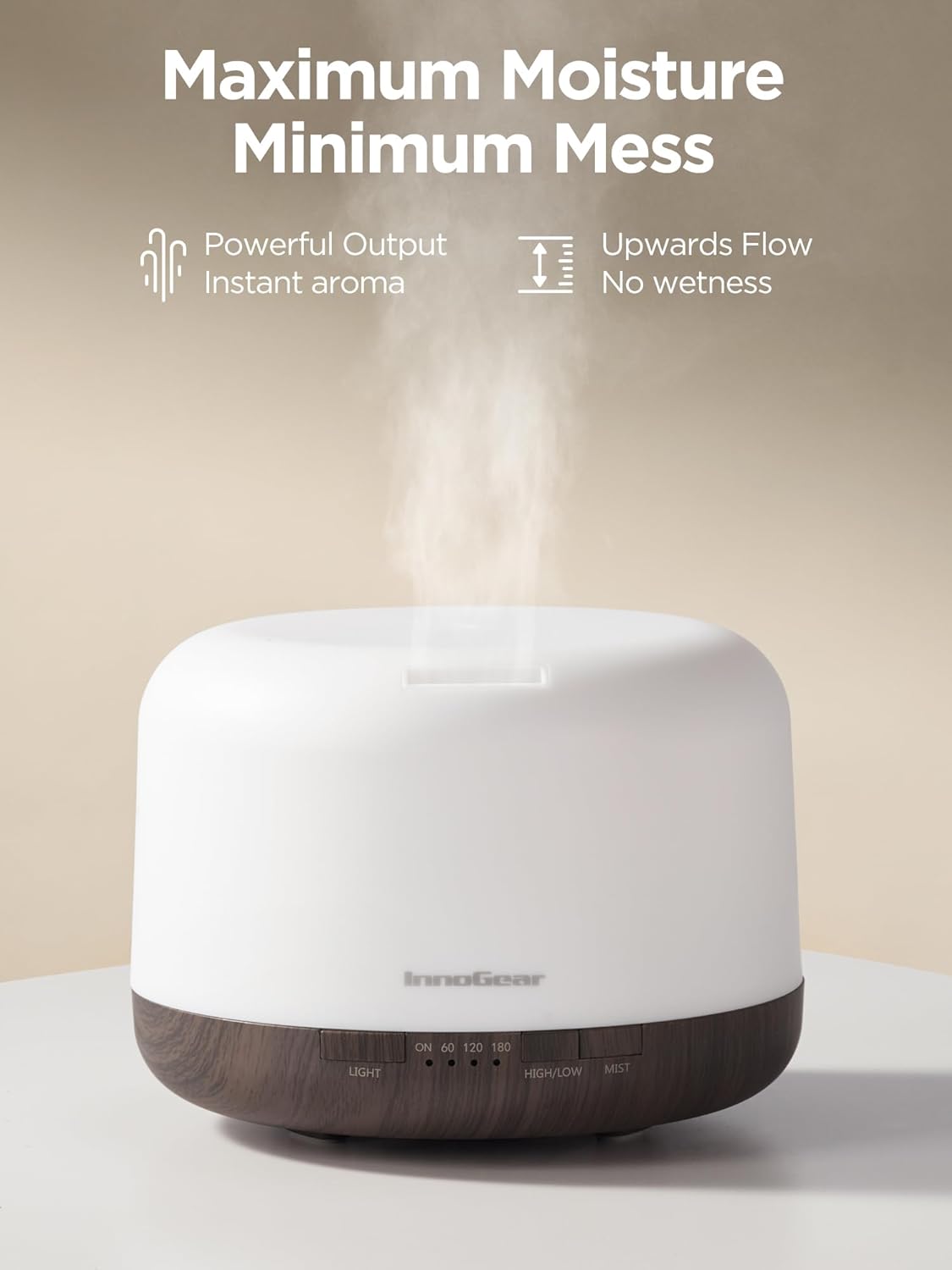 InnoGear Aromatherapy Diffuser & 10 Essential Oils Set, 500ml Essential Oil Diffuser with Remote Control Mother's Gift Ultrasonic Cool Mist Scent Humidifier Vaporizer Auto-Off Timer for Home, Yellow