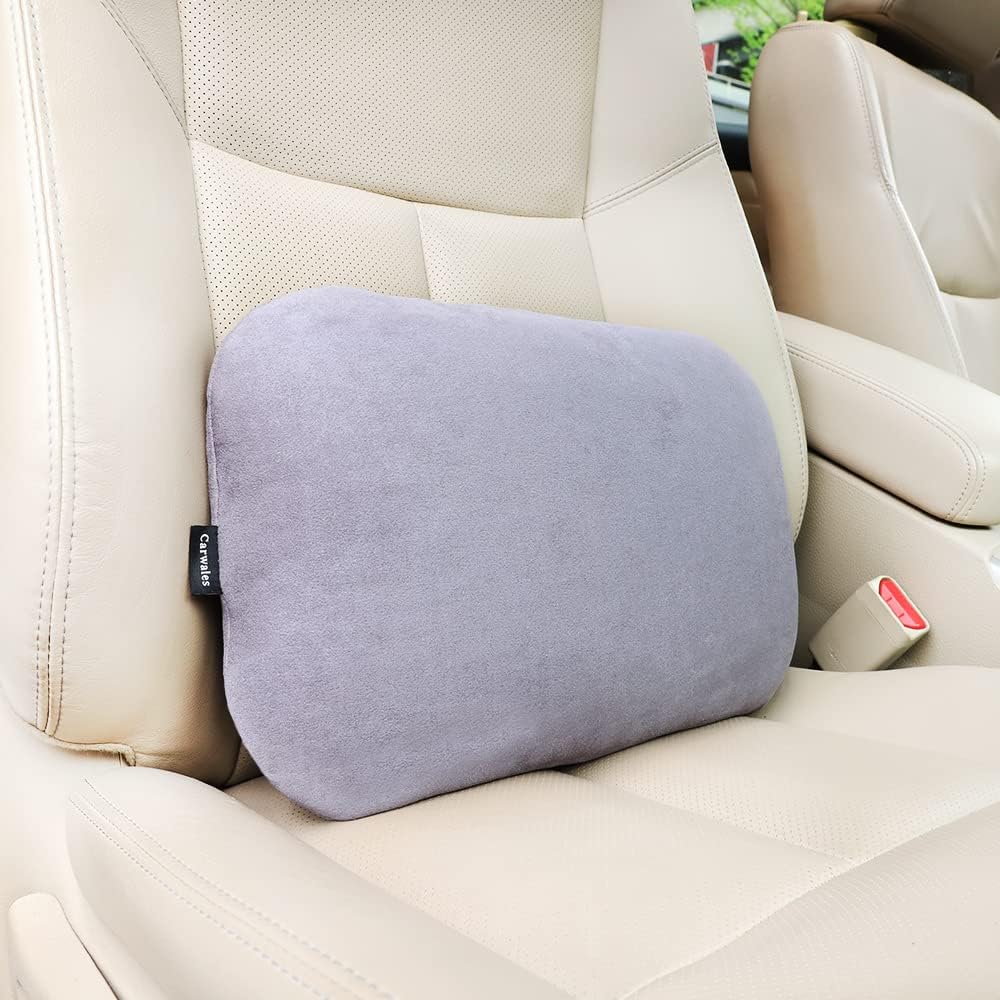Carwales Emulsion Lumbar Support Pillow for Car Driving Seat Relax Soft Lower Back Support Home Office Chair Cushion Desk Accessories Waist Pain Relief Black