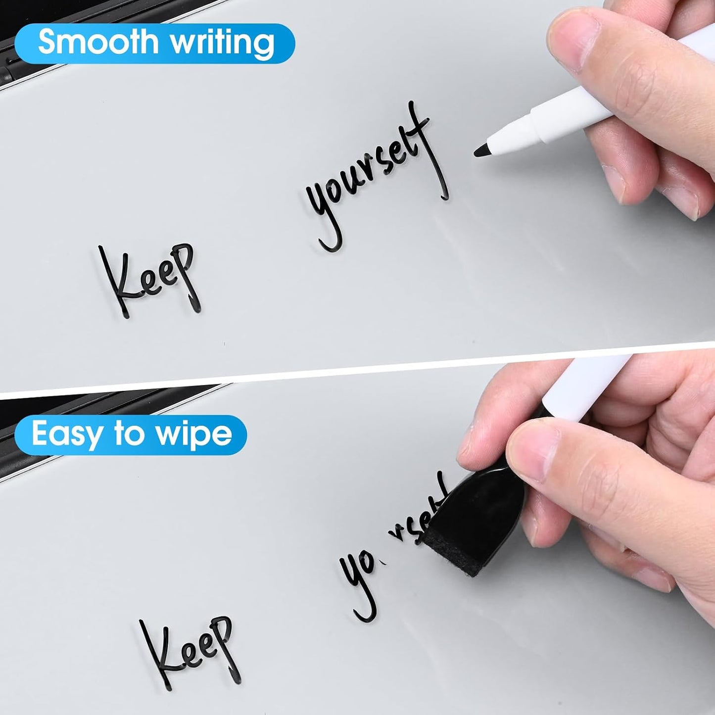 Varhomax Glass Weekly Dry Erase Desk White Board, Desktop to Do List Planner Whiteboard Calendar with Storage Caddy Memo for Home and Office, White
