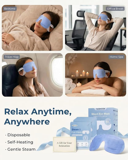 16 Pack Steam Eye Mask for Dry Eyes: Self-Heating Warm Compress for Stye Relief & Digital Eye Strain, FSA&HSA Eligible, Travel & Spa Essential, Disposable, No Microwave, Self-Care Gift, Unscented