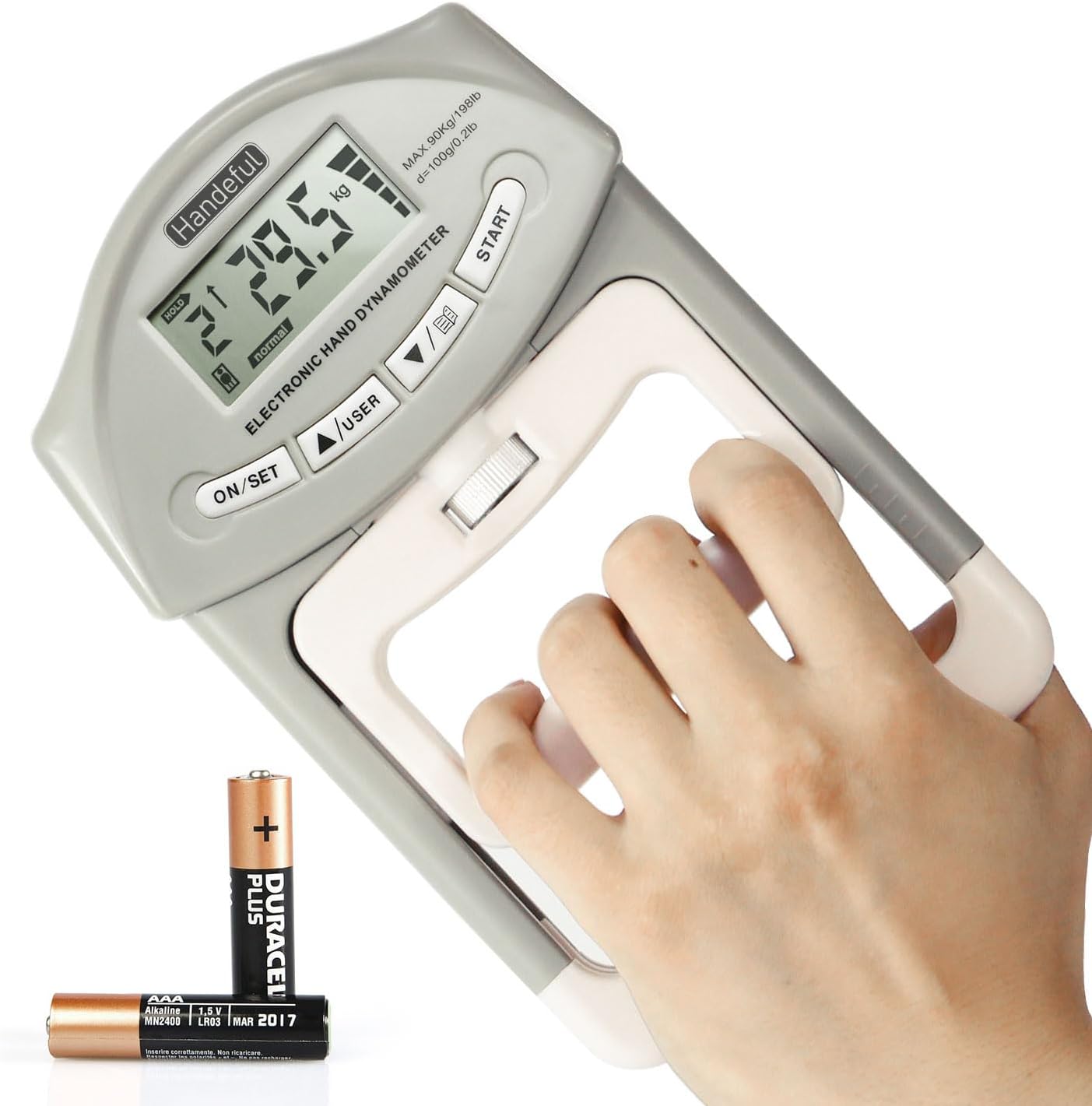 Handeful Grip Strength Tester, Hand Grip Dynamometer, Electronic Handgrip Testing for Sports Home School Use