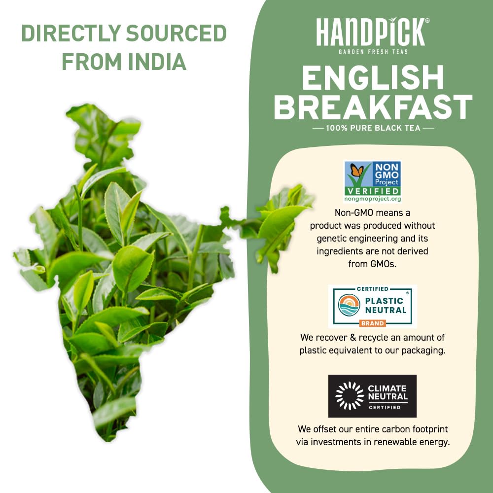 HANDPICK, Organic Chamomile Tea Bags (100 Herbal Tea Bags) Caffeine Free| Premium Floral Chamomile Herbal Tea in Eco-Conscious Teabags | Direct from Source