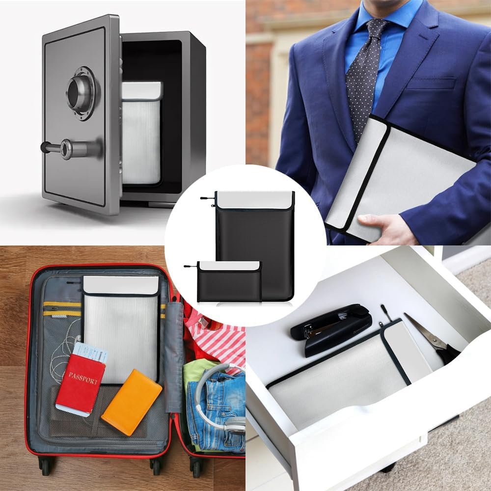 Fireproof Waterproof Document Bag Upgraded Two Pockets - 4200℉ Protection