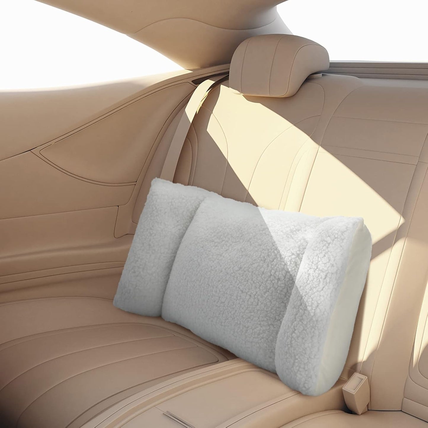 Queekay Fleece Lumbar Support Pillow 3 Section Back Pillow Office Chair for Back Support Comfortable Lumbar Cushion for Car Seat Pain Relief Sofa Rest(Gray)