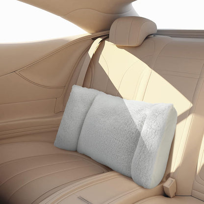 Queekay Fleece Lumbar Support Pillow 3 Section Back Pillow Office Chair for Back Support Comfortable Lumbar Cushion for Car Seat Pain Relief Sofa Rest(Gray)