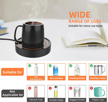 Coffee Mug Warmer, Electric Beverage Warmers for Office Home Desk Use, Smart Cup Warmer Thermostat Coaster for Hot Coffee Tea Espresso Milk Candle Wax with Gravity Switch Auto On/Off 135F