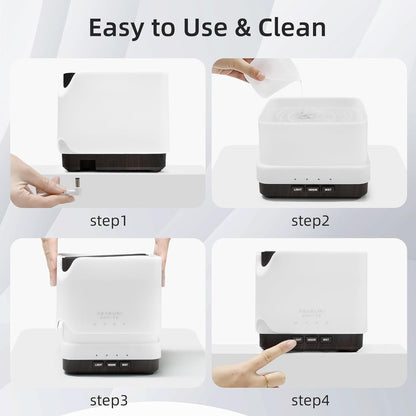 ASAKUKI Essential Oil Diffuser for Home Large 700 ml Humidifier | Automatic Shut-Off, Quiet Aromatherapy Diffuser with 7 LED Lights for Living Room, Kitchen, Bedroom, Hotel - White