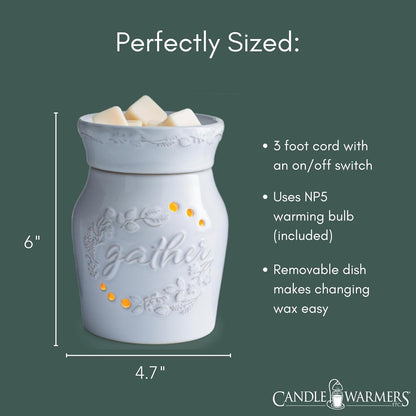 Candle Warmers ETC. Illumination Fragrance Warmer- Light-Up Warmer for Warming Scented Candle Wax Melts and Tarts or to Freshen Room, White Harmony
