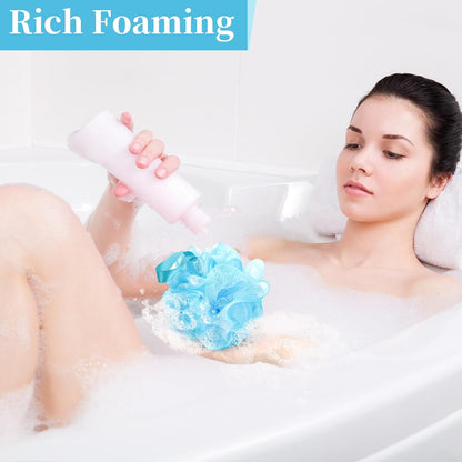 BCKENEY Bath Loofah Shower Sponge Body Back Scrubber Soft Mesh Shower Puffs Exfoliating Loofa for Women & Men Bath Accessories Cleaning Tool (Pack of 4 60G Loofah, Dark Elf)