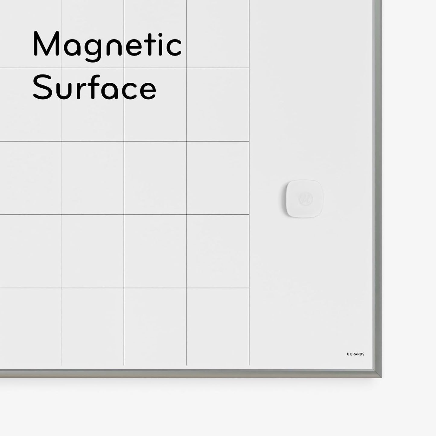 U Brands Magnetic Dry Erase Calendar White Board, 16" x 20", Silver Aluminum Frame, Includes Magnet and Marker