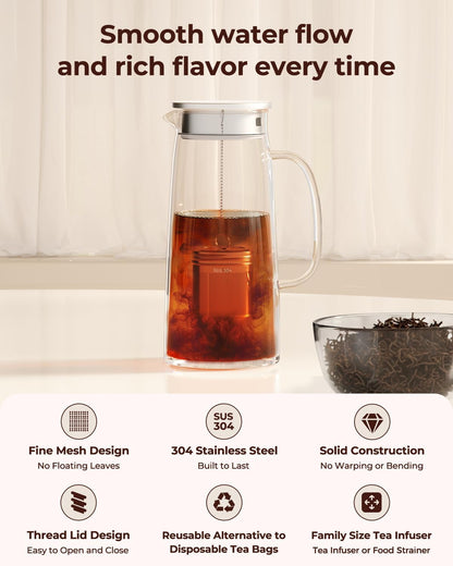 2 Pack Reinmoson Large Tea Infuser for Loose Tea & Spice Infuser for Cooking, 2.1” x 2.9” Extra Fine Mesh Large Tea Strainers, 304 Stainless Steel Loose Leaf Tea Steeper for Black Tea, Rooibos, etc