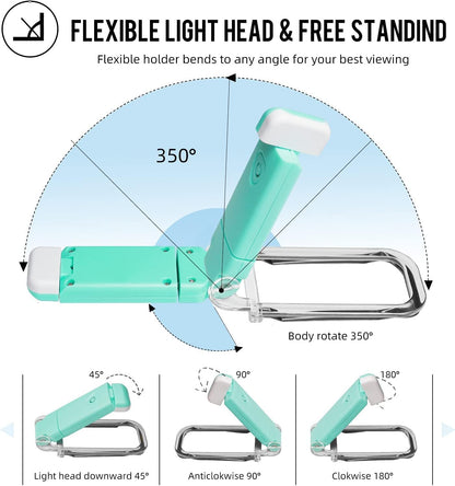 EGWASER Book Reading Light, Portable USB Rechargeable LED Clip on Book Lights for Reading in Bed, 3 Brightness Adjustable Dimmable Bookmark Light for Eye-Protection, Reading Lamp (White)