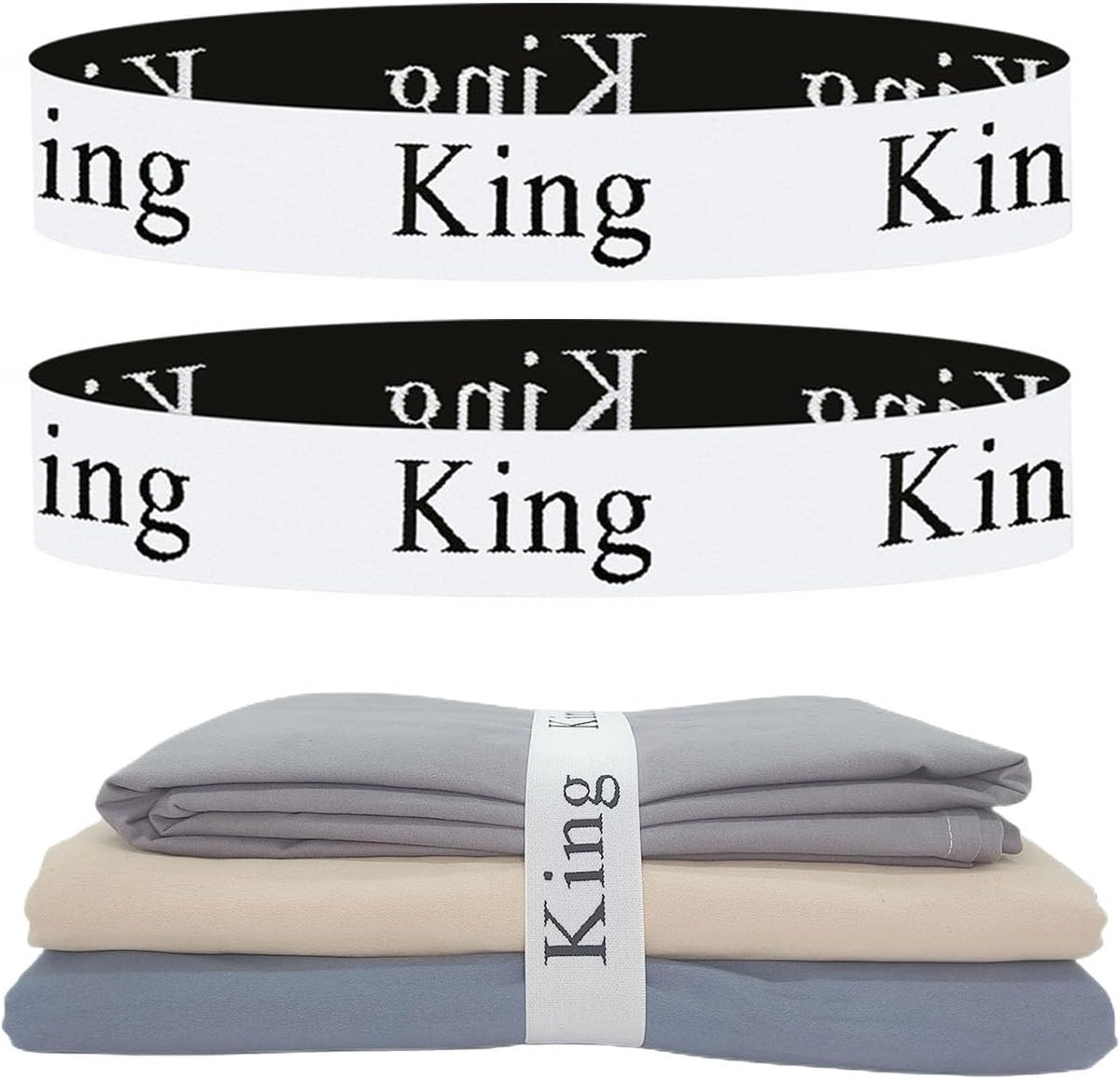 Bed Sheet Organizer Bands, Sheet Organizers and Storage Label Bands, Sheet Label for Bedding, Sheets Organizer for Closet,Sheet Keepers Linen Labels Bedding Bands (Queen)