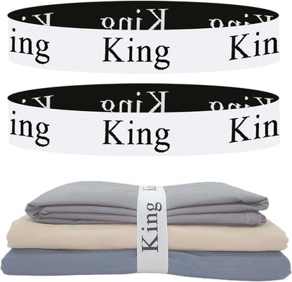 Bed Sheet Organizer Bands, Sheet Organizers and Storage Label Bands, Sheet Label for Bedding, Sheets Organizer for Closet,Sheet Keepers Linen Labels Bedding Bands (Queen)