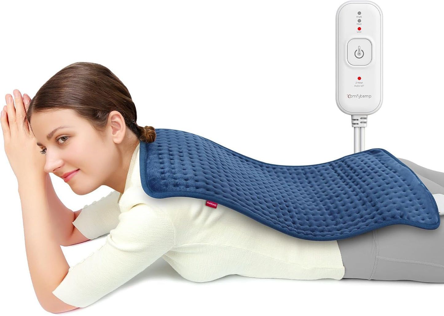 Comfytemp Extra Large Heating Pad for Back & Period, 33''x 17'' King Size FSA Eligible Pack, Birthday Gifts for Women Men Mom Dad, HSA Electric XL Heat Wrap for Body/Shoulder/Neck/Knee, Washable, Blue