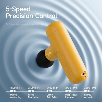 HEYCHY Super Mini Massage Gun Deep Tissue, Handheld Muscle Massager with 4 Heads, Percussion Travel Size Massager Gun FSA Eligible for Men Women Back Relief, Quiet for Home, Gym, Office, HSA, Black