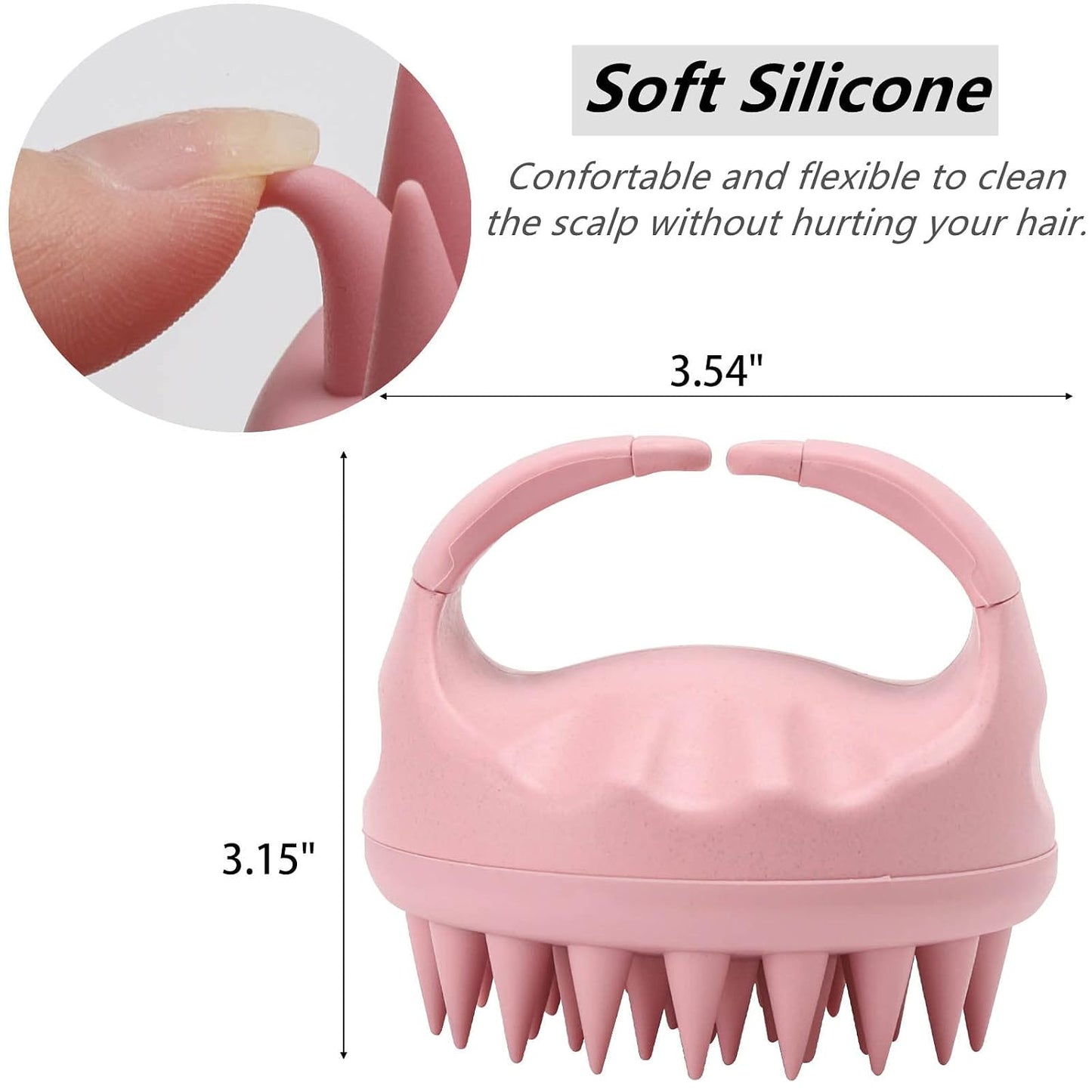 Hair Scalp Massager Shampoo Brush Hair Scrubber Washing Brush Silicone Scalp Exfoliator for Dandruff Removal- Beige
