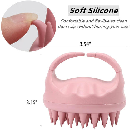 Hair Scalp Massager Shampoo Brush Hair Scrubber Washing Brush Silicone Scalp Exfoliator for Dandruff Removal- Beige