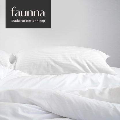 FAUNNA 600TC 100% Cotton Pillow Protectors, Standard Size (20x26), 4 Pack, Oeko-TEX Certified, Hotel Grade Pillow Cover with Silent Zipper, Zip Up Pillow Cases, White
