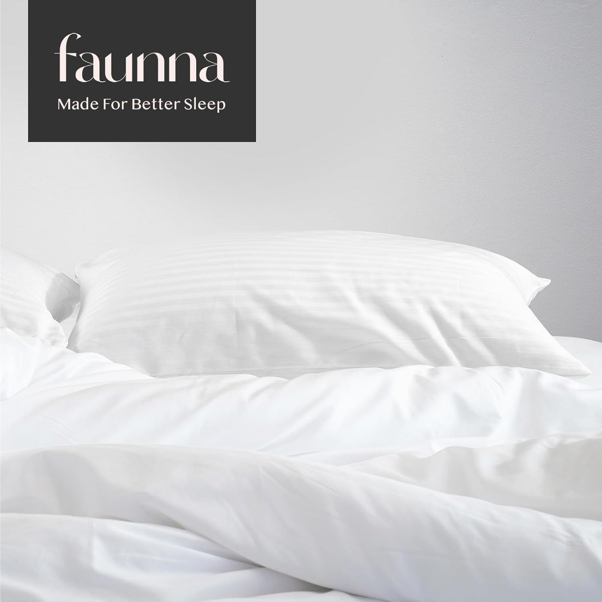 FAUNNA 600TC 100% Cotton Pillow Protectors, Standard Size (20x26), 4 Pack, Oeko-TEX Certified, Hotel Grade Pillow Cover with Silent Zipper, Zip Up Pillow Cases, White